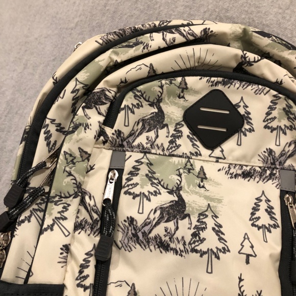 NWT - Eastport Black & Cream Forest Motif Deluxe Sport Backpack main image 6